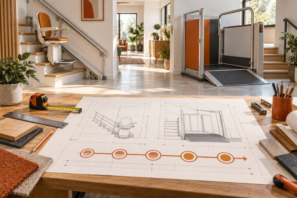 Illustration éditoriale du sujet : Plateforme élévatrice ou monte-escalier : comparer sur 5 ans